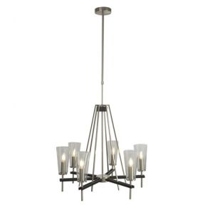  6 Light Pendant, Satin Silver With Black Detail BPOSL391