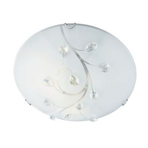  Flush 30cm Round Glass With Crystals BPOSL393
