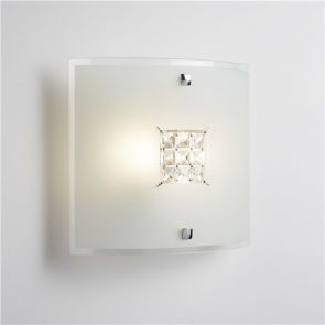  Flush - 2 Light Ceiling Square Flush, Sanded Glass, Clear Crystal BPOSL395