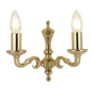  2 Light Pol/Brass Wb Candle No Glass BPOSL397