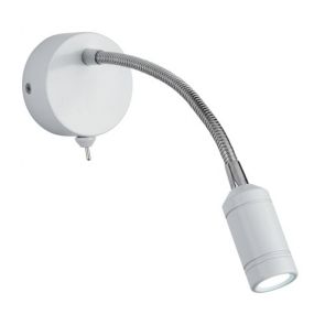  Led Adj Wall Light - White Head & Body - Chrome Flexi Arm BPOSL410