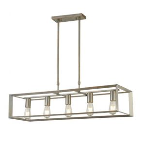  5 Light Oblong Pendant, Brushed Silver Gold Finish BPOSL442