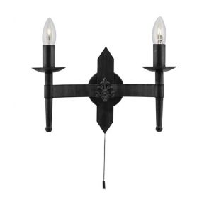  2 Light Wall Bracket, Wrought Iron Black BPOSL444