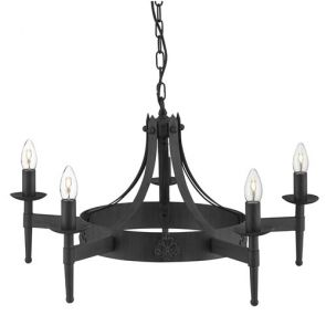  5 Light Ceiling, Wrought Iron Black BPOSL445