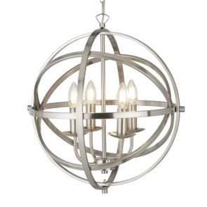  Orbit 4lt Cage Frame Orb Pendant, Satin Silver BPOSL453