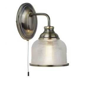 1 Light Wall Bracket, Antique Brass, Halophane Glass BPOSL492