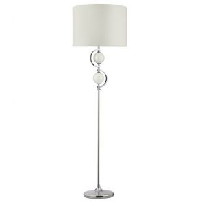  Floor Lamp - Chrome, White Glass Balls & Drum Shade BPOSL541