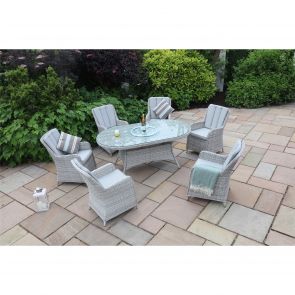 Bfs Outdoor Milton 6 Seater Oval Dining Set-L/Susan