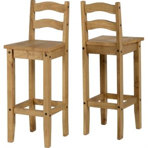 Waxed Pine Dining Bar Chair (Pair)
