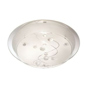  Flush 25cm Round 1 Light- Clear Beads On Glass BPOSL555