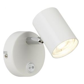  (Dim) 1 Light Cylinder Head Spot Wall Bracket, White & Chrome BPOSL587