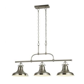  3 Light Industrial Bar Pendant, Satin Silver BPOSL597
