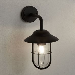  1 Light Outdoor Wall Bracket, Matt Black, Clear Glass BPOSL613