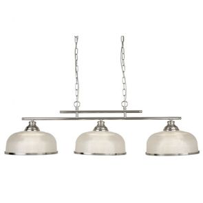  3 Light Ceiling Bar, Satin Silver, Halophane Glass BPOSL655