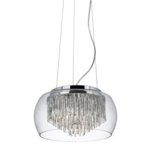  Clear Gls Shade 4lt Pendant/Aluminium Spiral Tubes In BPOSL660
