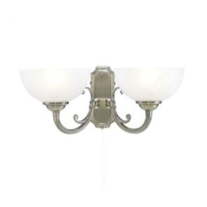 2 Light Wall Bracket, Antique Brass, Alabaster Glass BPOSL682