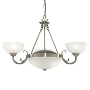  5 Light Ceiling, Antique Brass, Alabaster Glass BPOSL684