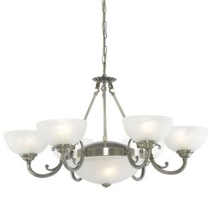  8 Light Ceiling, Antique Brass, Alabaster Glass BPOSL685