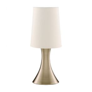  Touch Table Lamp, Antique Brass Base, White Tapered Shade BPOSL700