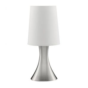  Touch Table Lamp, Satin Silver Base, White Tapered Shade BPOSL701