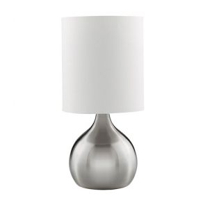  Touch Table Lamp, Satin Silver Base, White Drum Shade BPOSL703