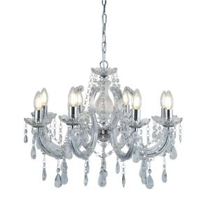  8 Light Ceiling, Chrome, Clear Crystal Glass BPOSL709