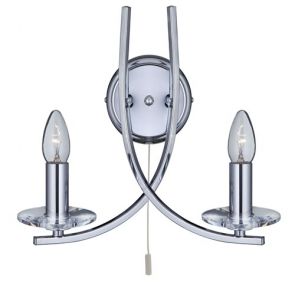  2 Light Wall Bracket, Chrome Twist Frame With Clear Glass Sconces BPOSL732