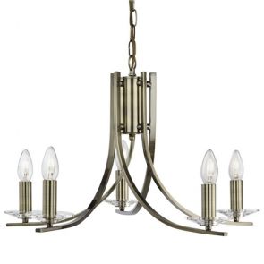  5 Light Ceiling, Antique Brass Twist Frame With Clear Glass Sconces BPOSL735