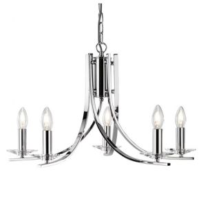  5 Light Ceiling, Chrome Twist Frame With Clear Glass Sconces BPOSL736