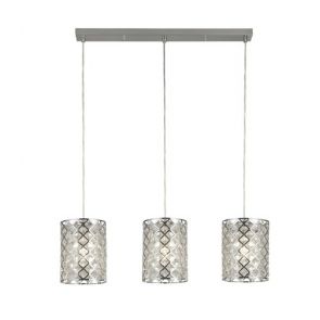  3 Light Bar Pendant, Chrome With Crystal Glass BPOSL748