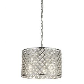  3 Light Drum Pendant, Chrome With Crystal Glass BPOSL783