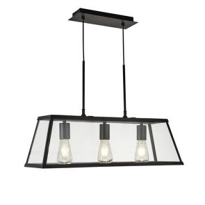  3 Light Lantern Bar, Black, Matt Glass BPOSL805