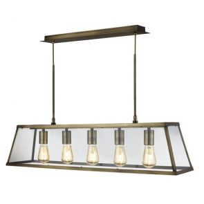  5 Light Lantern Bar, Antique Brass, Glass BPOSL807