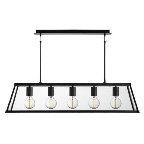  5 Light Lantern Bar, Matt Black, Glass BPOSL808