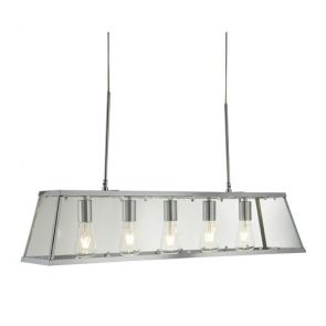  5 Light Lantern Bar, Chrome, Glass BPOSL809