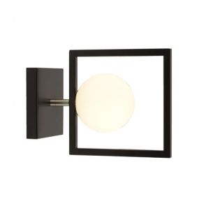  1 Light Wall Light, Matt Black And Opal BPOSL825