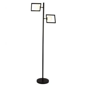  2 Light Floor Lamp, Matt Black And Opal BPOSL826