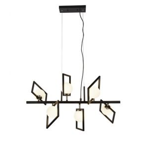  6 Light Pendant, Matt Black And Opal BPOSL828
