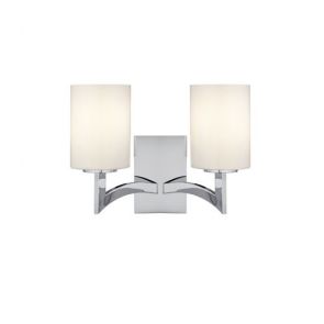 2 Light Wall Bracket, Chrome, White Glass Shades BPOSL843