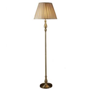  Floor Lamp, Antique Brass, Mink Pleated Shade BPOSL854