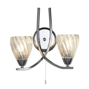  2 Light Wall Bracket, Chrome Twist Frame , Clear Twist Glass Shades BPOSL897