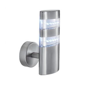  Led Outdoor Wall Light - Satin Silver Oval 24 Leds BPOSL042