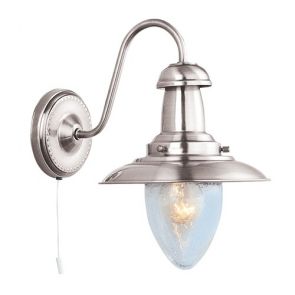  Satin Silver Wall Light With Seeded Glass BPOSL907