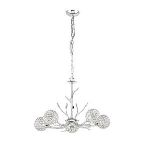  5 Light Ceiling, Chrome, Clear Glass Deco Shade BPOSL941