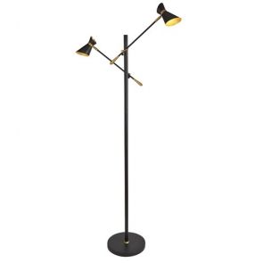  Spotlight 2lt Led Floor Lamp, Matt Black, Chrome & White BPOSL993