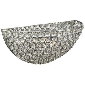  2 Light Wall Bracket, Chrome With Clear Crystal Buttons Inserts BPOSL1014