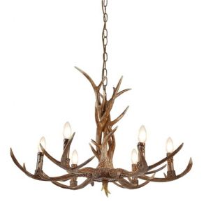  6 Light Antler Pendant, Brown BPOSL1056