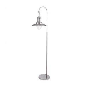  Floor Lamp, Satin Silver, Clear Glass Shade BPOSL1074