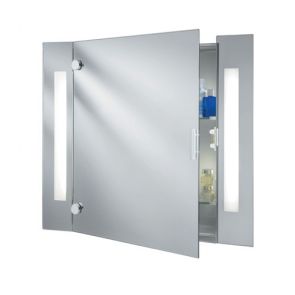  Bathroom Mirror Light - Illuminated Mirror Glass Cabinet - 2 Light Shaver Socket