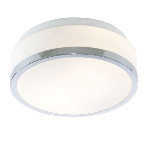  Bathroom - Ip44 2 Light Flush, Opal White Glass Shade With Chrome Trim Dia 2 BPO